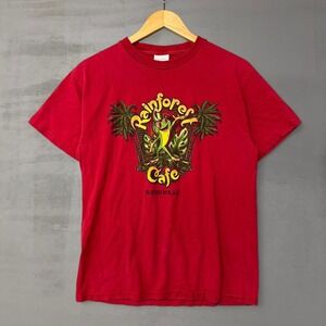 Vintage Rainforest Cafe T-Shirt Red Nashville Frog Graphic Souvenir Tee Medium‎